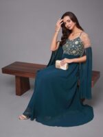 Miss Chase Women's Lavender & Wine V-Neck Cap Sleeves Floral Lace Fit & Flare Maxi Dress - Image 2