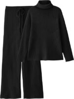 Women’s Winter Woolen Turtleneck Sweater with Pajama | Warm Winter Wear Cord Set | Woolen Tracksuit Loungewear Set